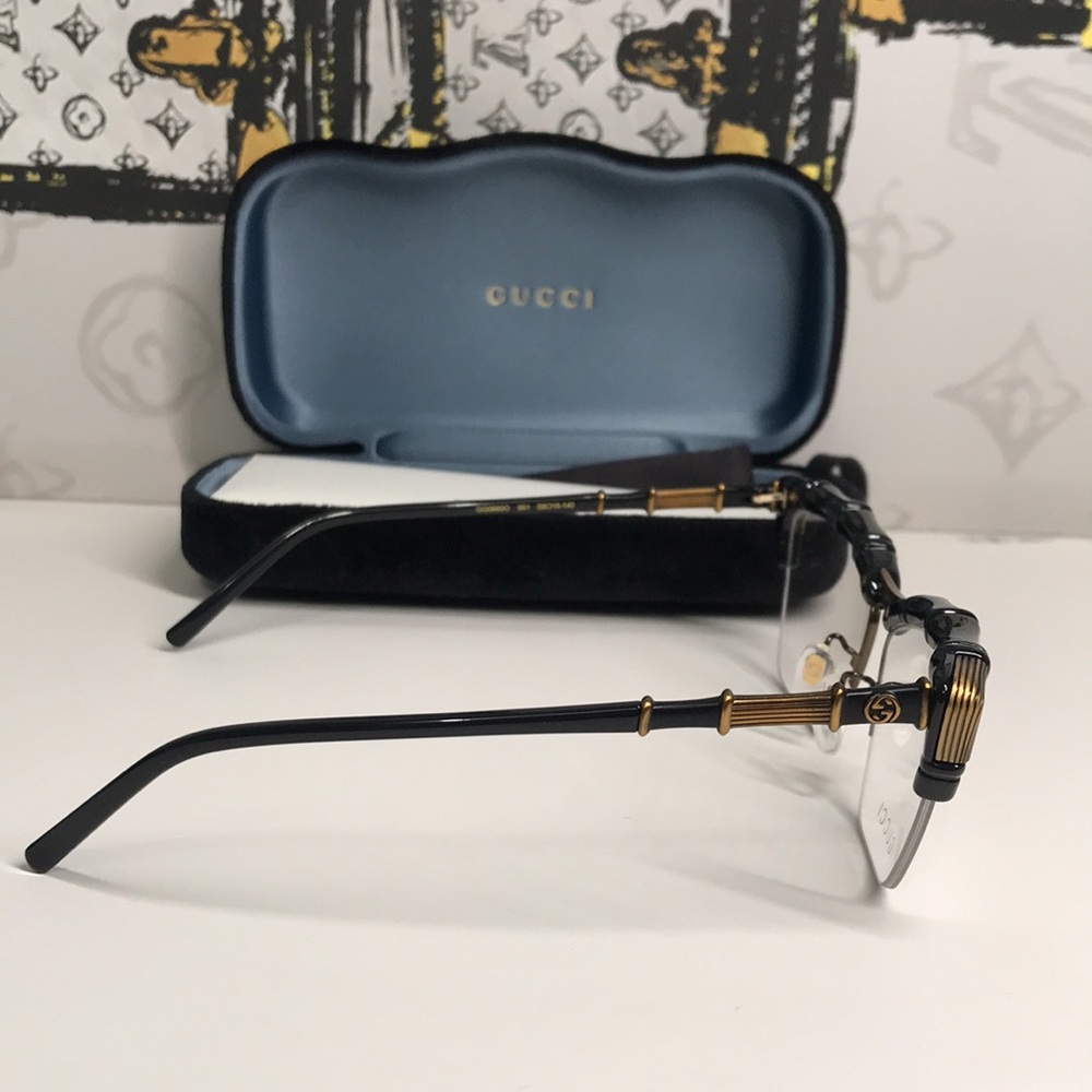 New Authentic Gucci Black and Brown Eyeglasses GG0660o 001 - Picture 7 of 14